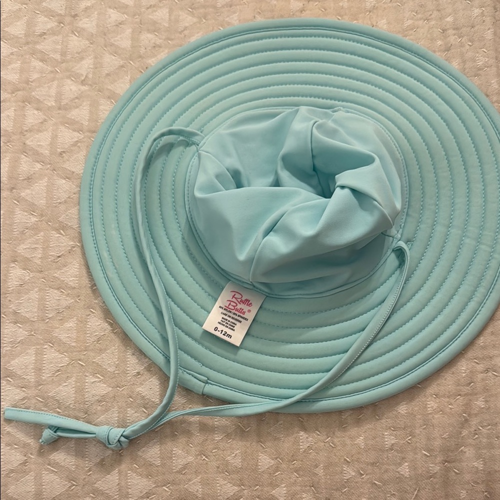 RuffleButts Aqua Sun Hat - Picture 3 of 3